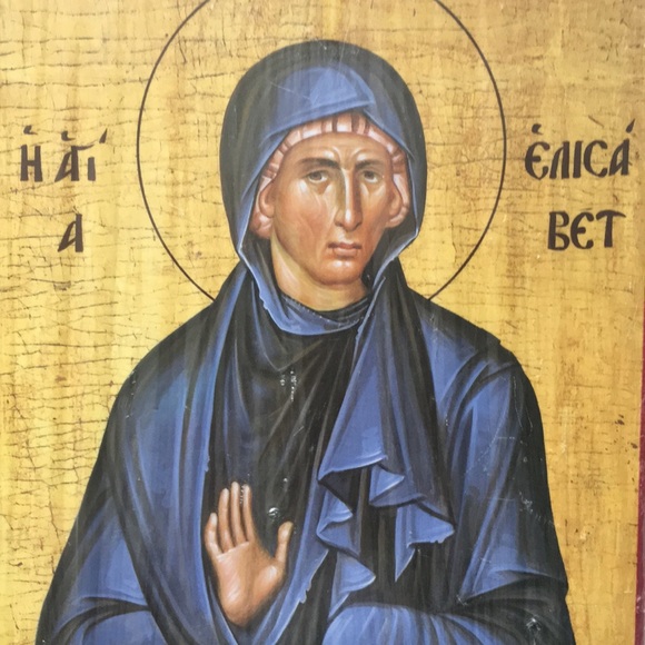 Rare Vintage Greek Orthodox Icon - Saint Elisavet, Solid Wood, Handcrafted - Picture 3 of 7